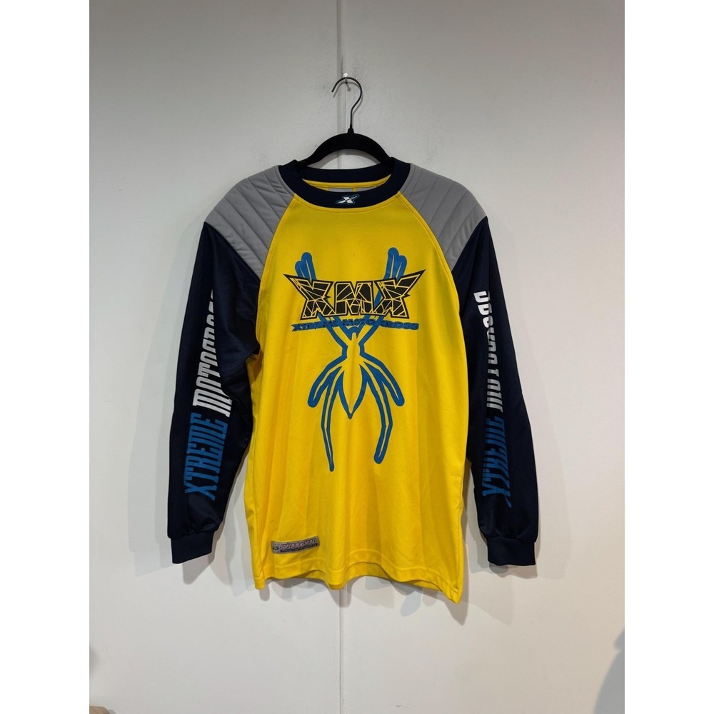 Athletic Works XMX Jersey Shirt Mens Small Yellow Padded Motocross BMX Spider